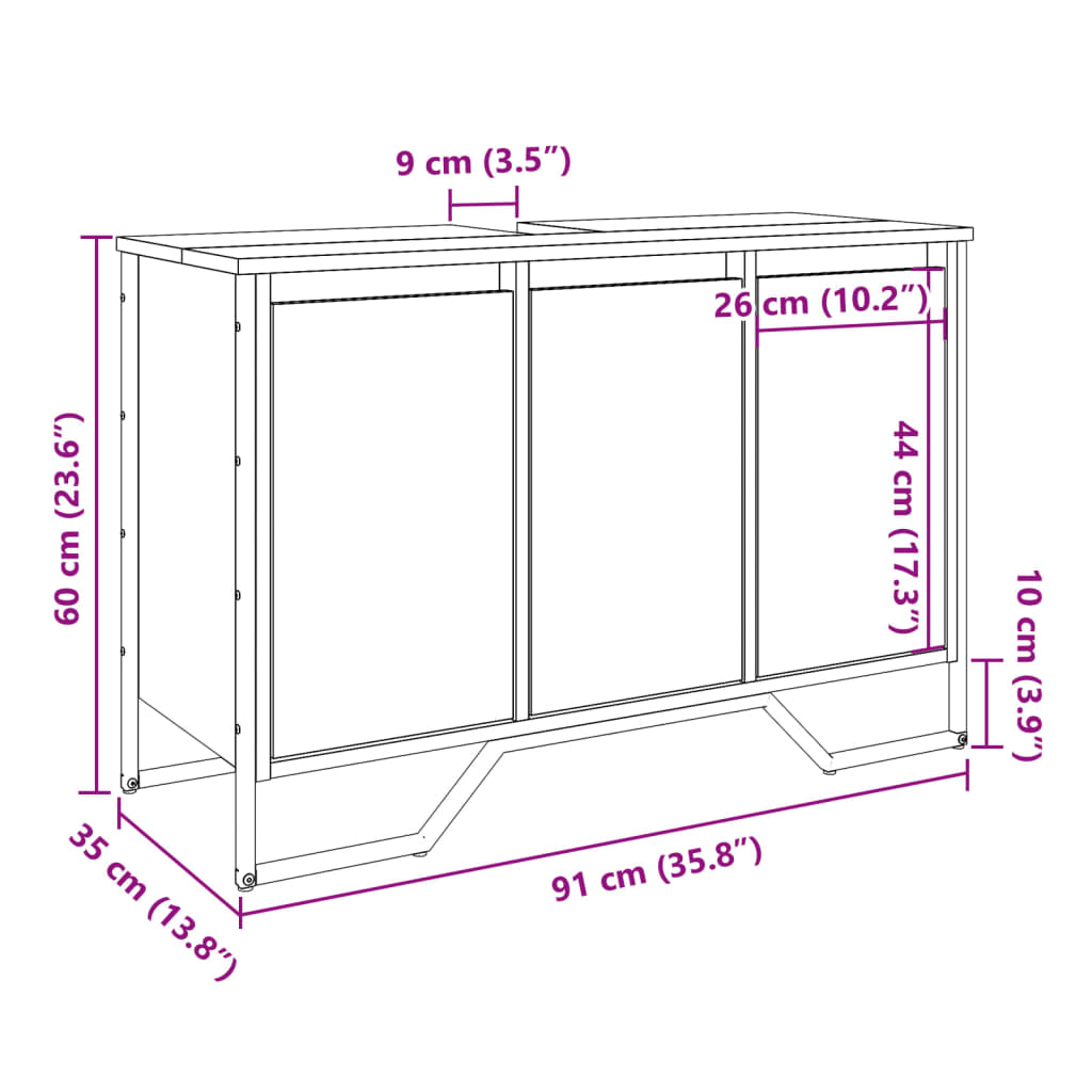 Tvättställsskåp 91X35X60 Cm Konstruerat Trä