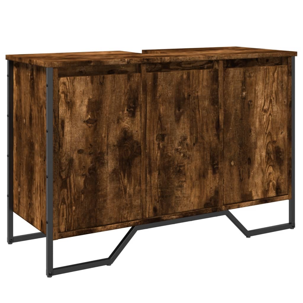 Tvättställsskåp Rökfärgad Ek 91X35X60 Cm Konstruerat Trä