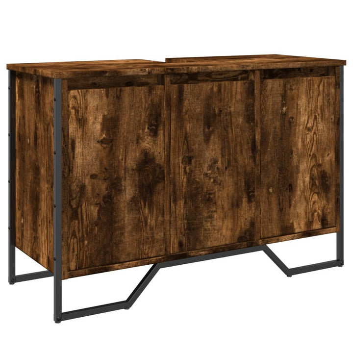 Tvättställsskåp Rökfärgad Ek 91X35X60 Cm Konstruerat Trä