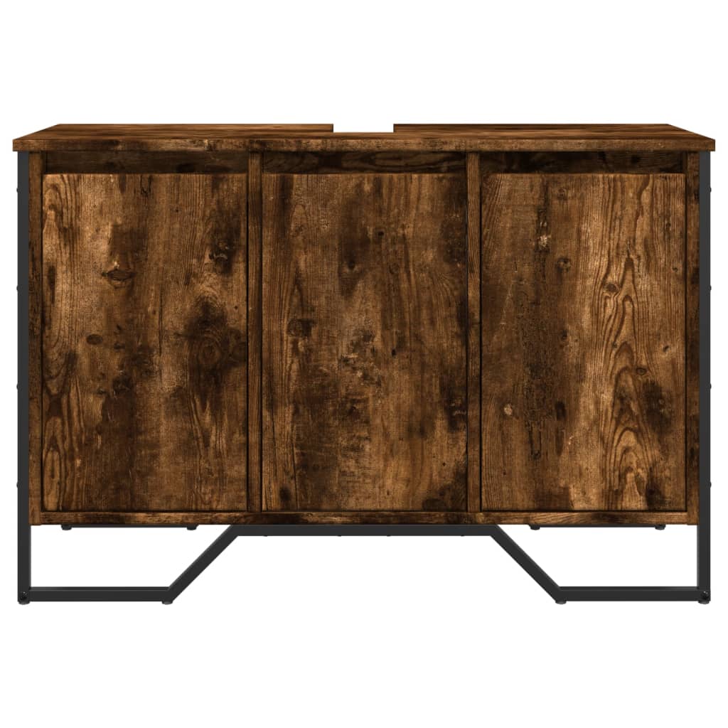 Tvättställsskåp Rökfärgad Ek 91X35X60 Cm Konstruerat Trä