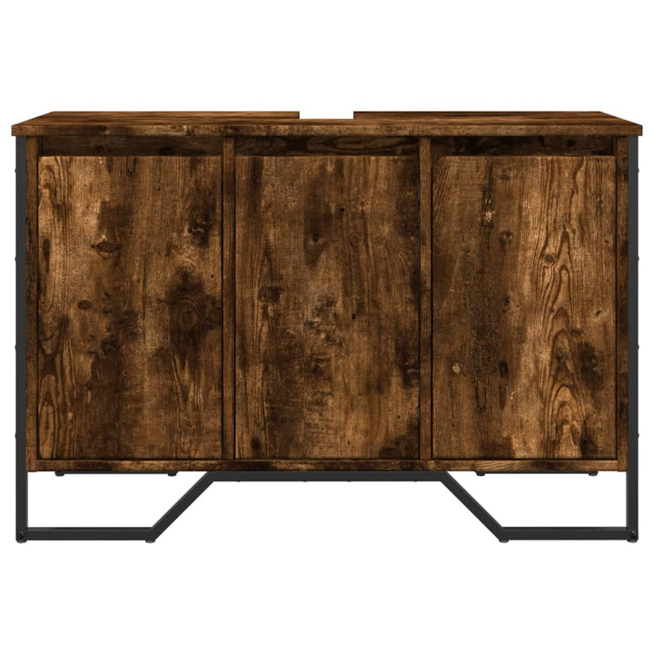 Tvättställsskåp Rökfärgad Ek 91X35X60 Cm Konstruerat Trä