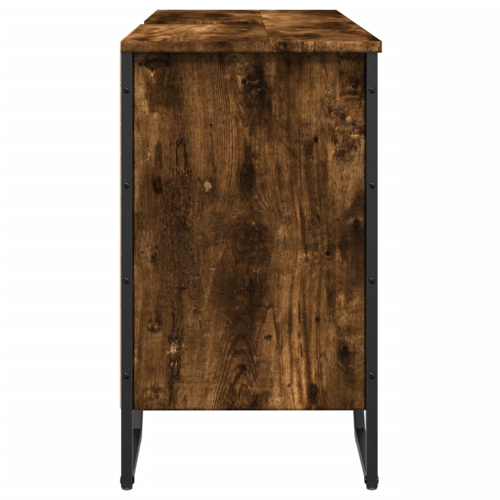 Tvättställsskåp Rökfärgad Ek 91X35X60 Cm Konstruerat Trä