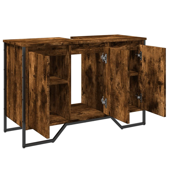 Tvättställsskåp Rökfärgad Ek 91X35X60 Cm Konstruerat Trä