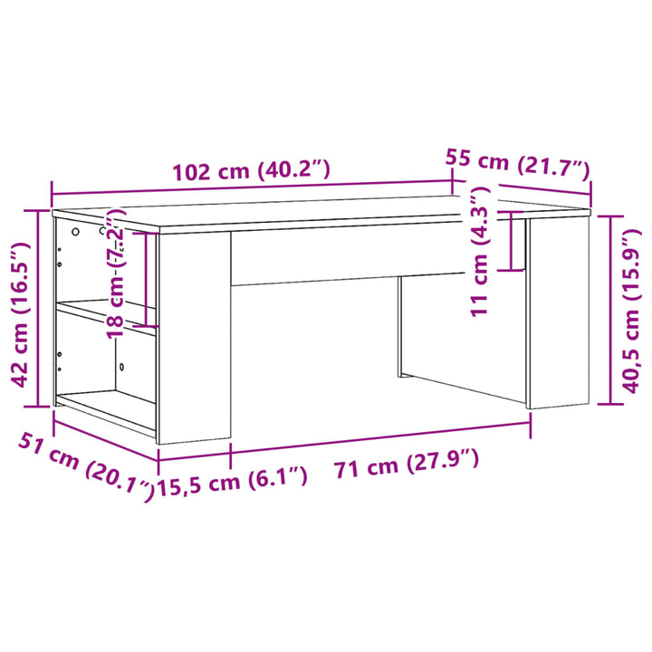 Soffbord Sonoma-Ek 102X55X42 Cm Konstruerat Trä