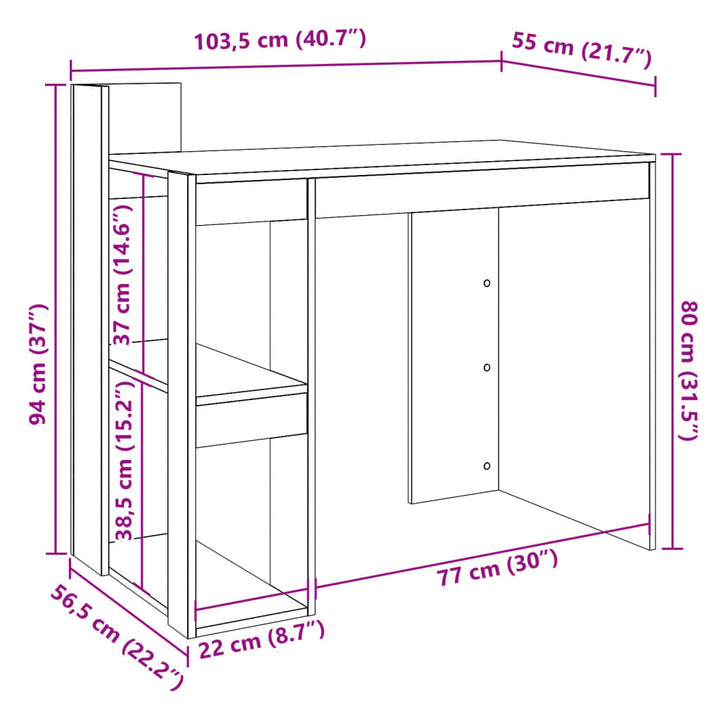 Skrivbord 103,5X56,5X94 Cm Konstruerat Trä