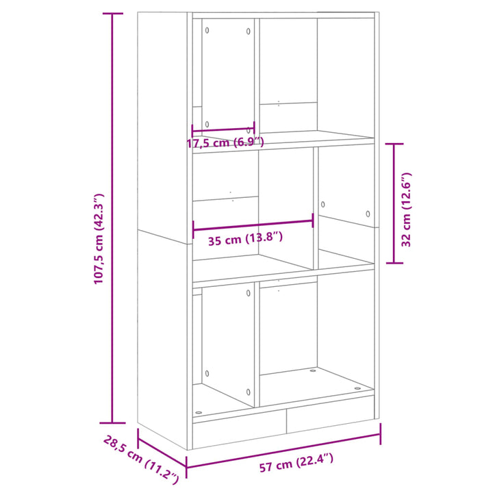 Bokhylla 57X28,5X107,5 Cm Konstruerat Trä