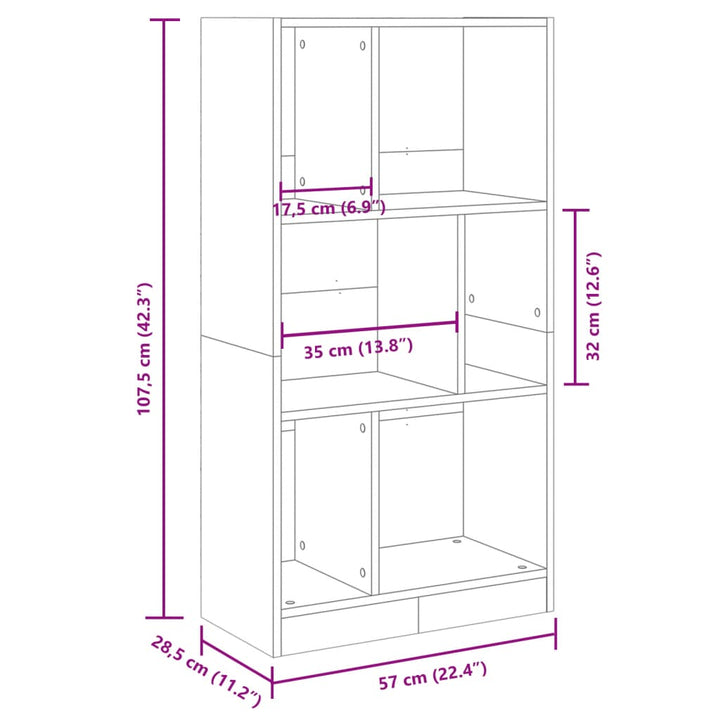 Bokhylla 57X28,5X107,5 Cm Konstruerat Trä