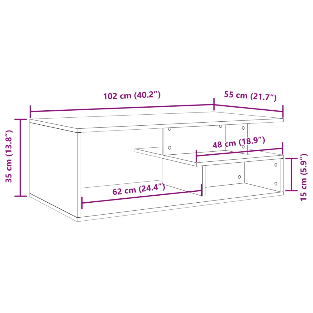 Soffbord Sonoma-Ek 102X55X35 Cm Konstruerat Trä