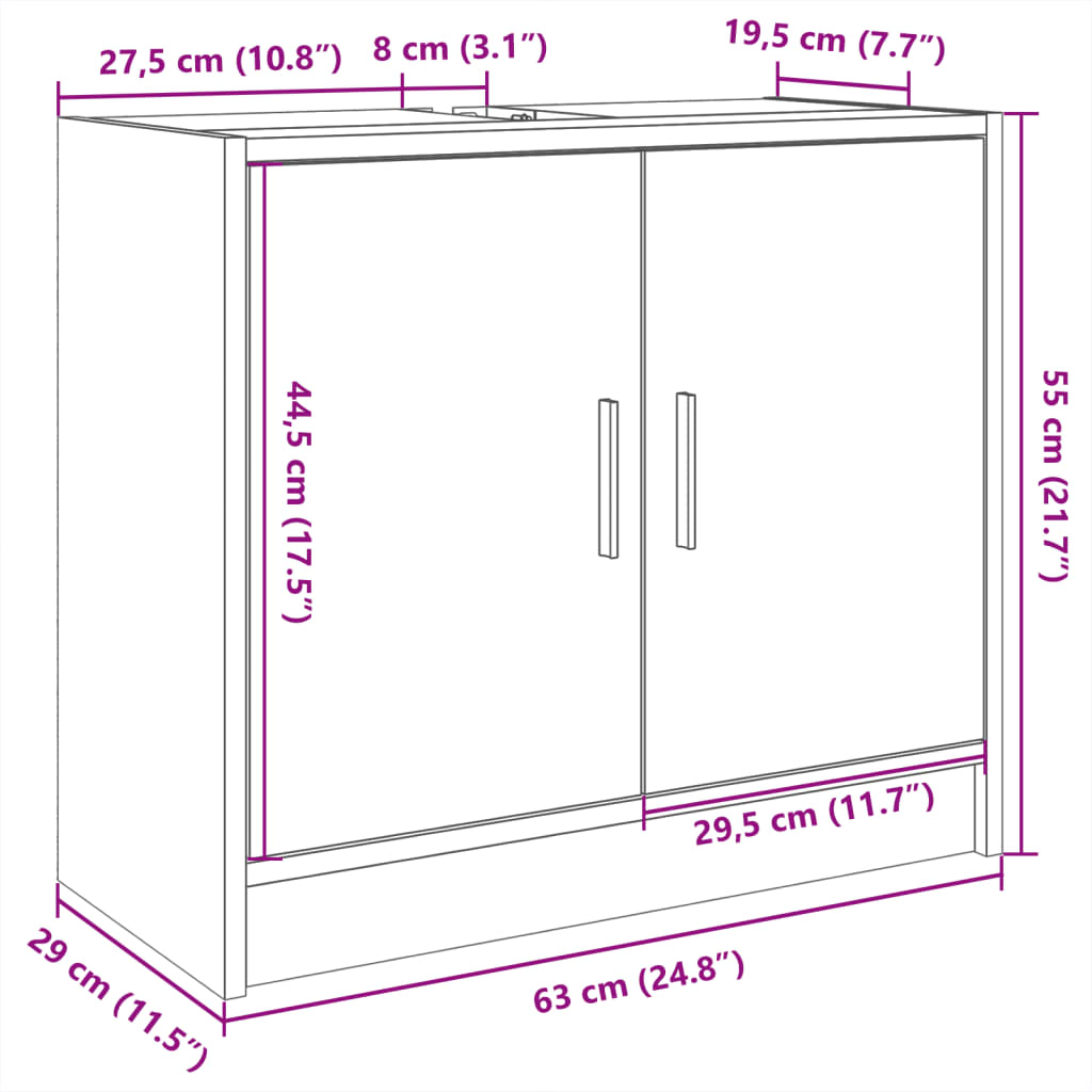 Tvättställsskåp 63X29X55 Cm Konstruerat Trä
