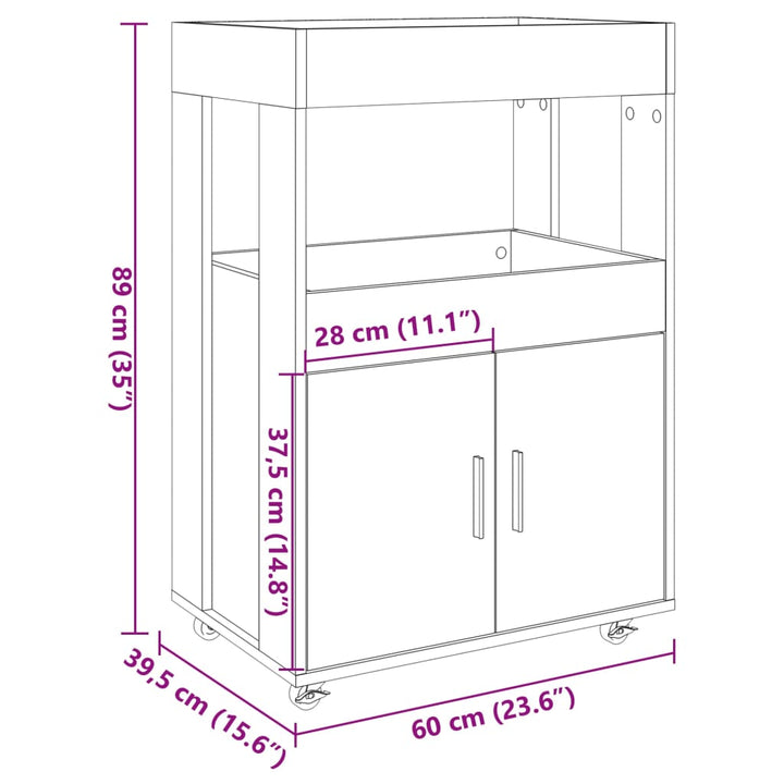 Barvagn 60X39,5X89 Cm Konstruerat Trä