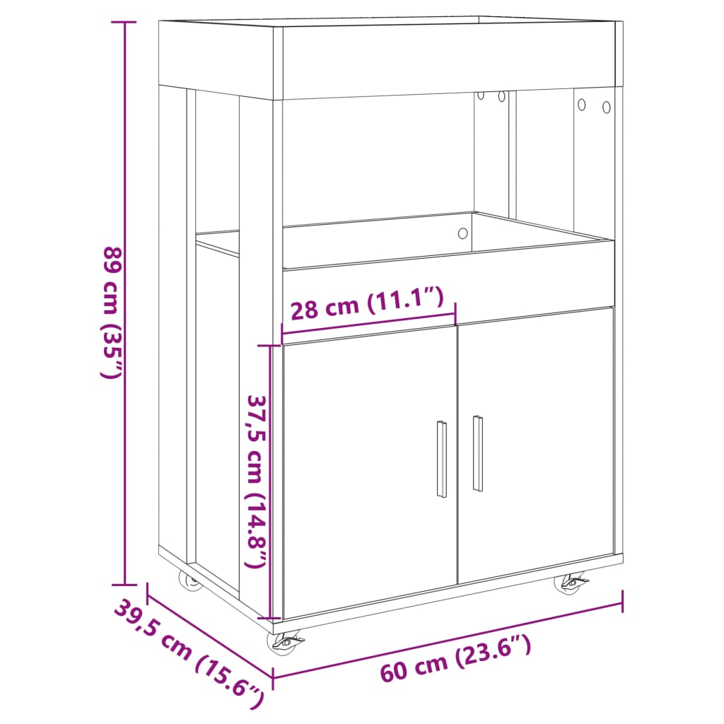 Barvagn 60X39,5X89 Cm Konstruerat Trä