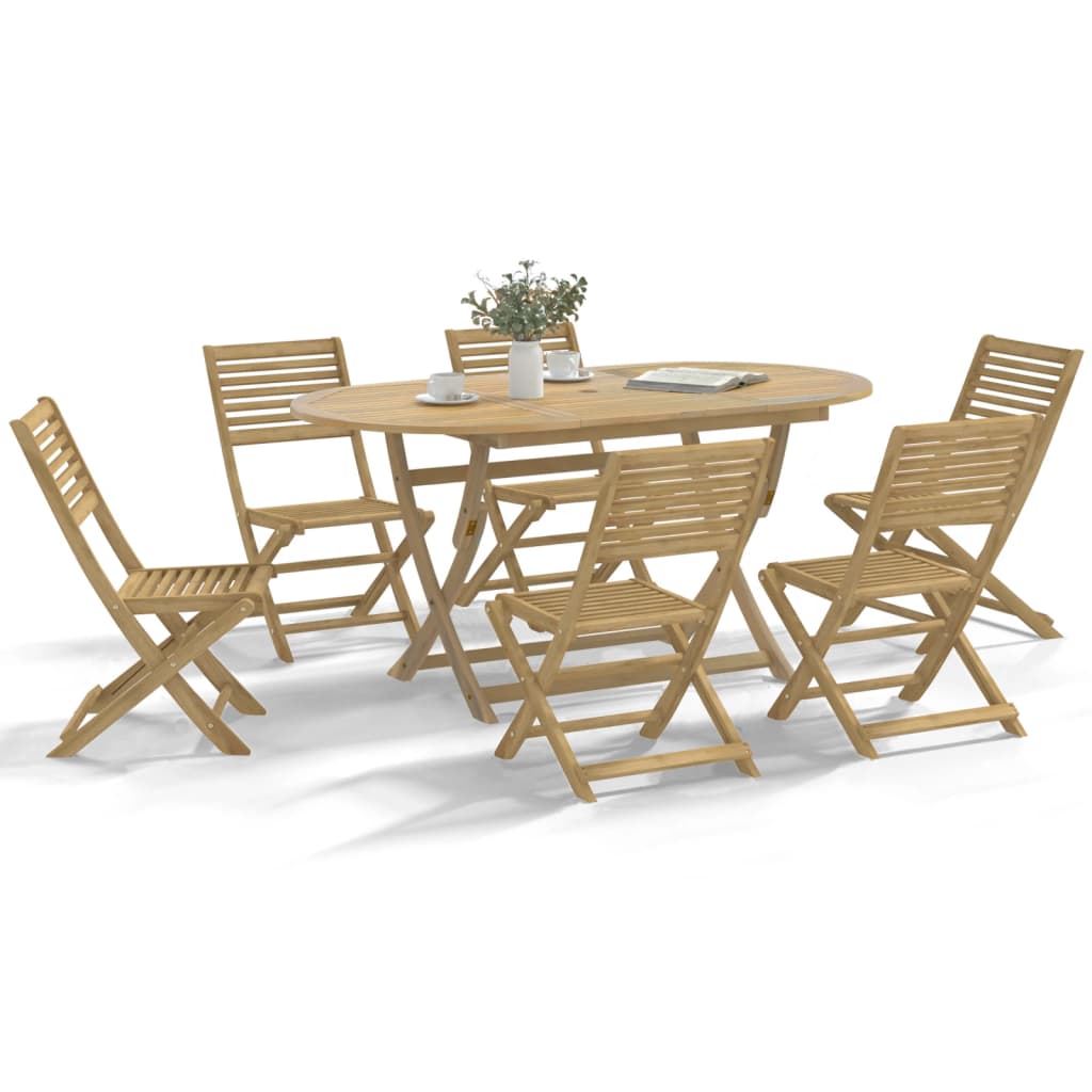 Matgrupp För Trädgården 5 Delar Massivt Akaciaträ