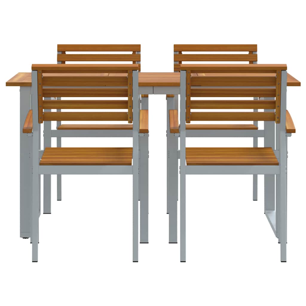 Trädgårdsmöbelset 5 Pcs Grå Massivt Akaciaträ