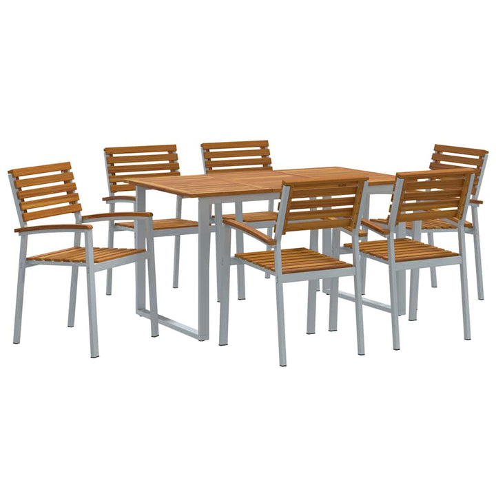 Trädgårdsmöbelset 7 Pcs Grå Massivt Akaciaträ