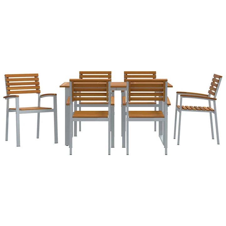 Trädgårdsmöbelset 7 Pcs Grå Massivt Akaciaträ