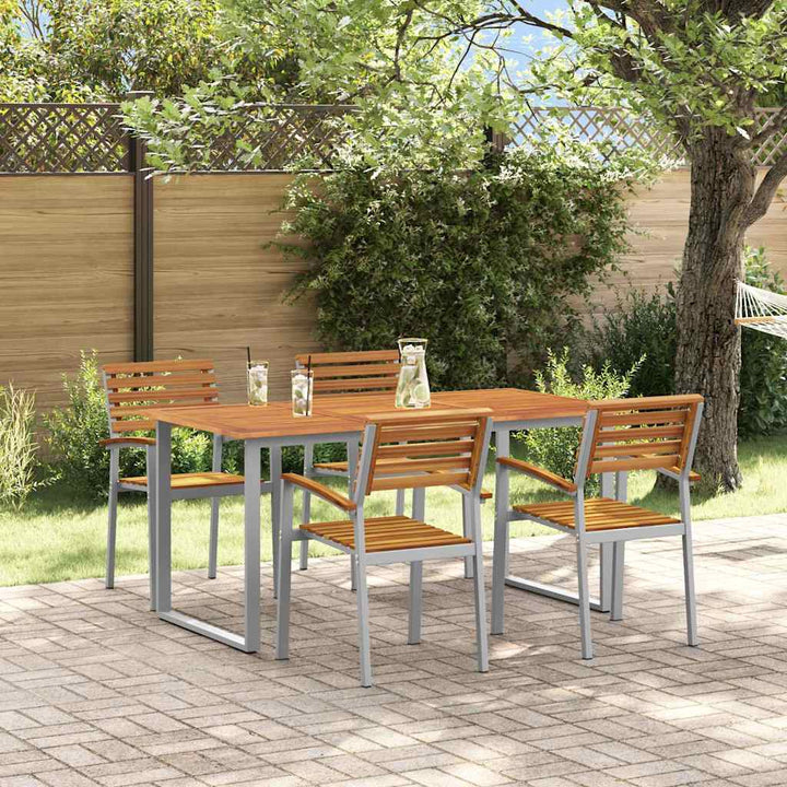 Trädgårdsmöbelset 5 Pcs Grå Massivt Akaciaträ
