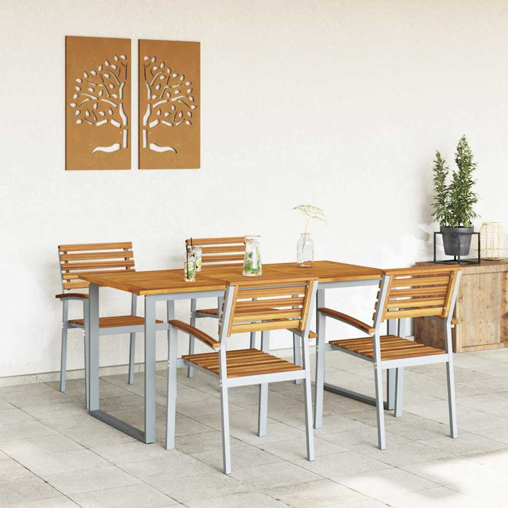 Trädgårdsmöbelset 5 Pcs Grå Massivt Akaciaträ