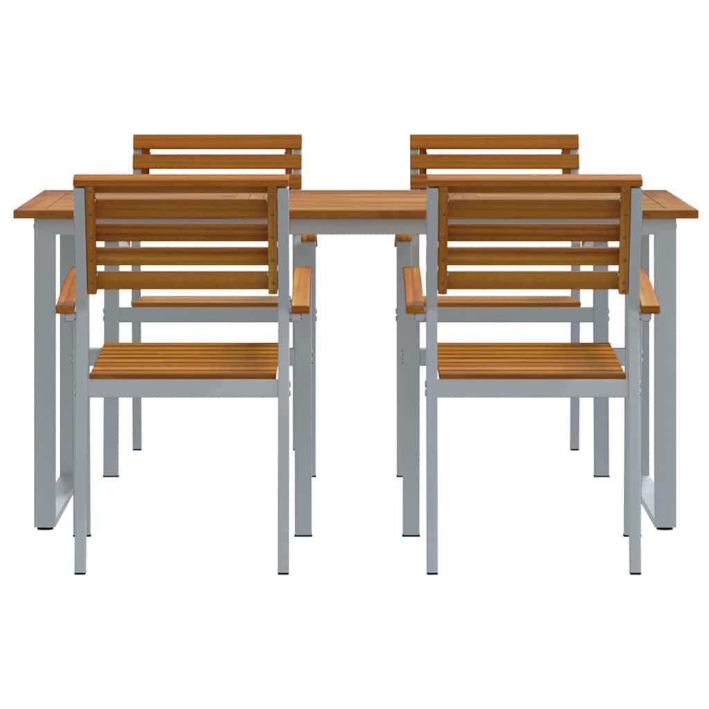 Trädgårdsmöbelset 5 Pcs Grå Massivt Akaciaträ