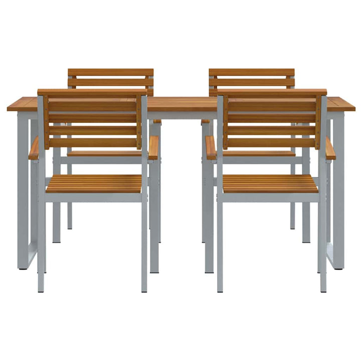 Trädgårdsmöbelset 5 Pcs Grå Massivt Akaciaträ