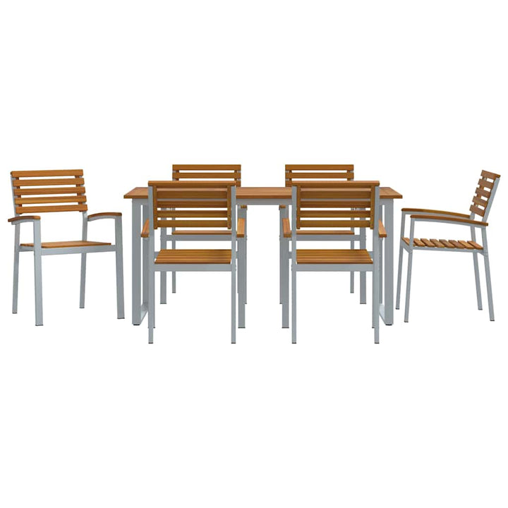 Trädgårdsmöbelset 7 Pcs Grå Massivt Akaciaträ