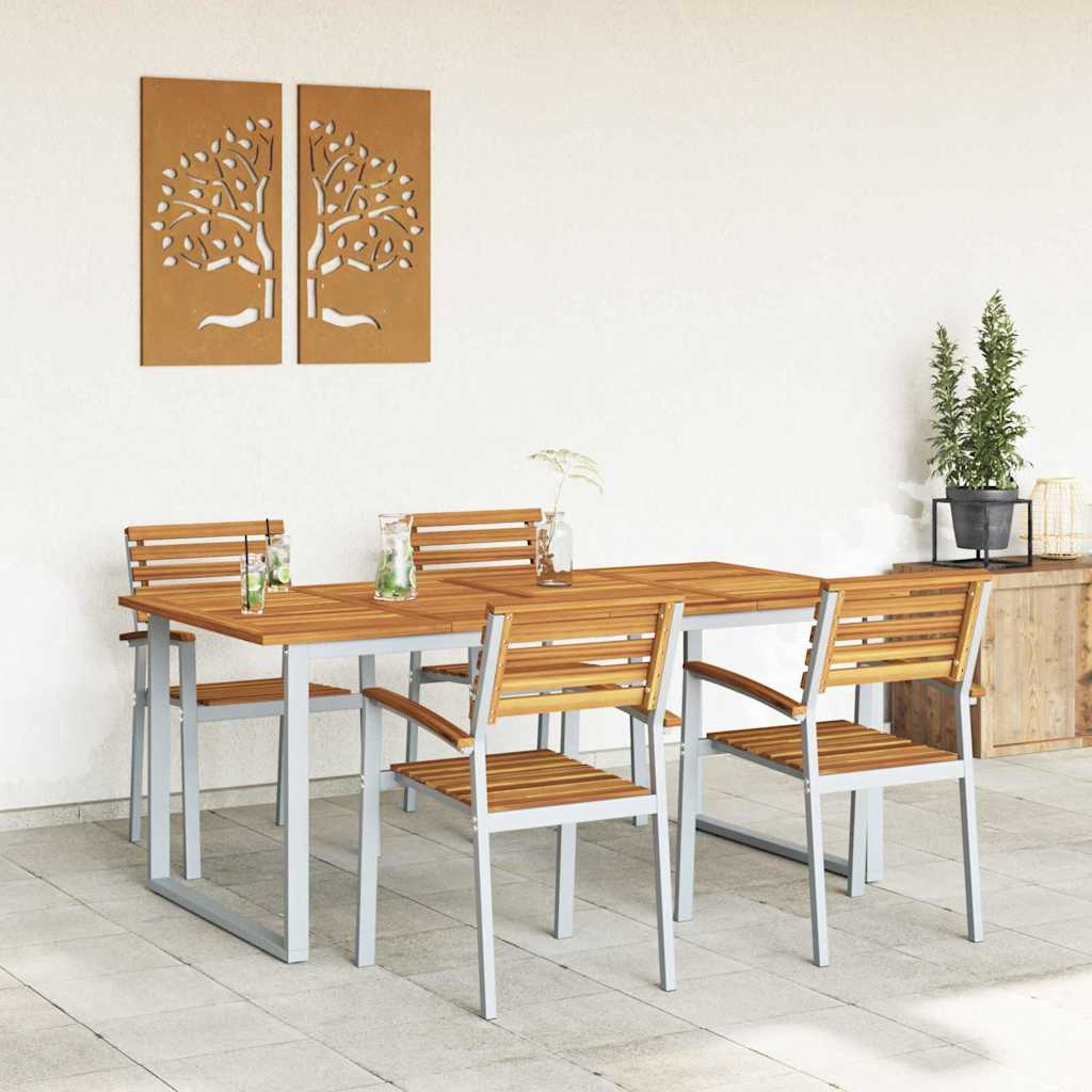 Trädgårdsmöbelset 5 Pcs Grå Massivt Akaciaträ