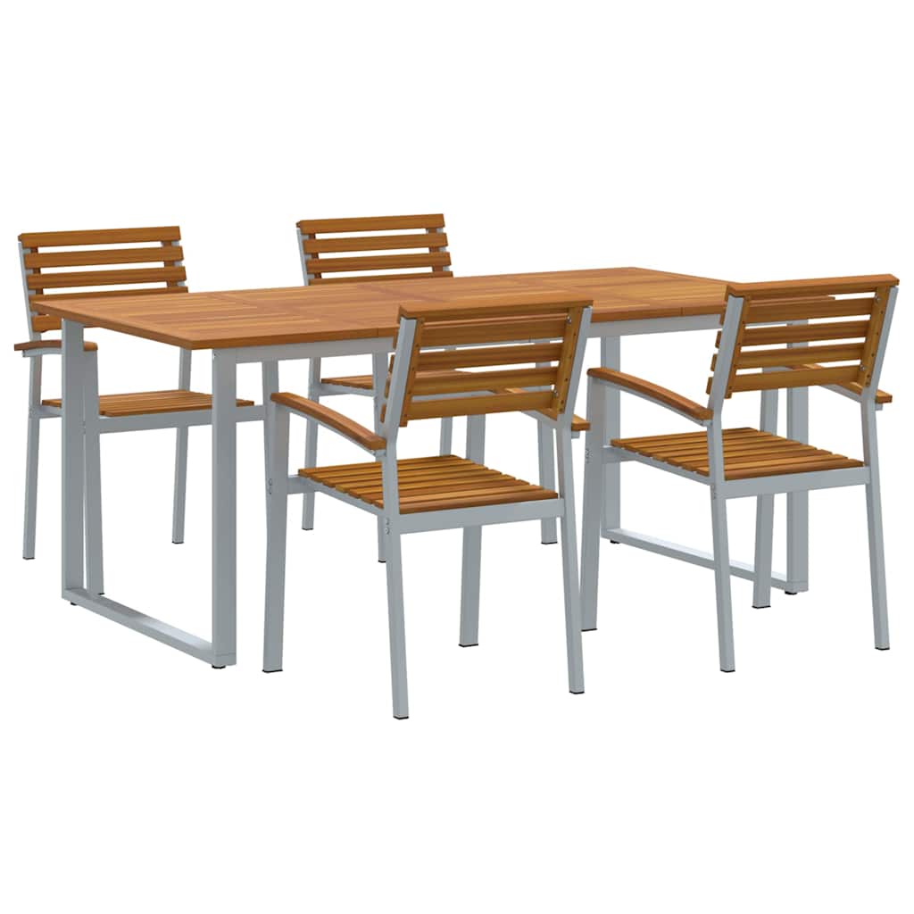 Trädgårdsmöbelset 5 Pcs Grå Massivt Akaciaträ