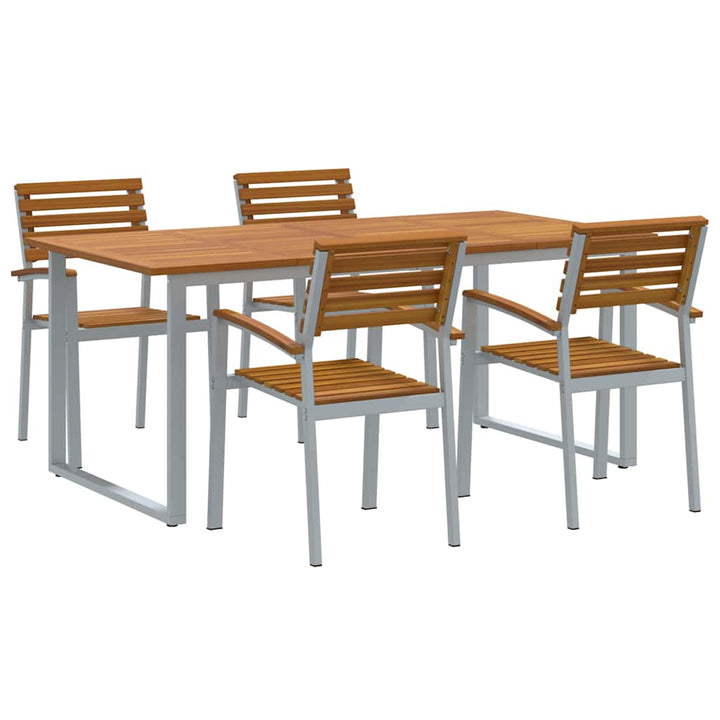 Trädgårdsmöbelset 5 Pcs Grå Massivt Akaciaträ