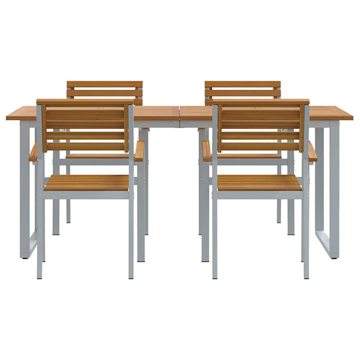 Trädgårdsmöbelset 5 Pcs Grå Massivt Akaciaträ