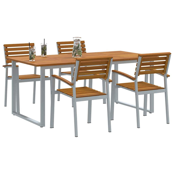 Trädgårdsmöbelset 5 Pcs Grå Massivt Akaciaträ
