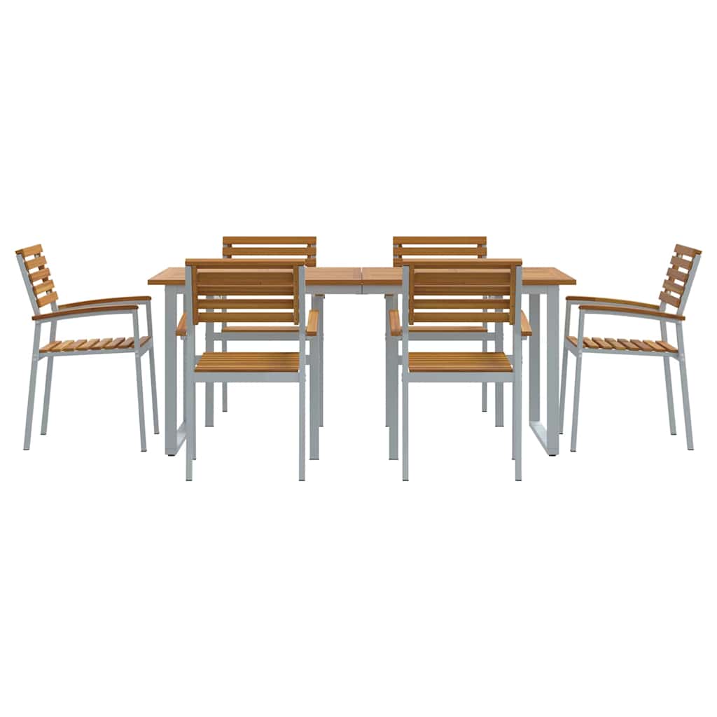 Trädgårdsmöbelset 7 Pcs Grå Massivt Akaciaträ
