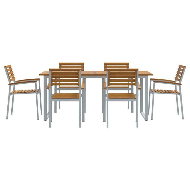 Trädgårdsmöbelset 7 Pcs Grå Massivt Akaciaträ