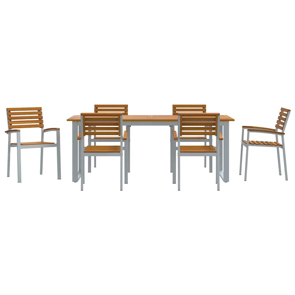 Trädgårdsmöbelset 7 Pcs Grå Massivt Akaciaträ