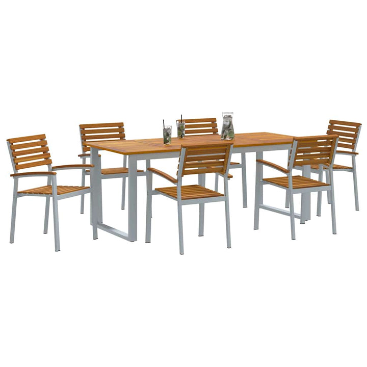 Trädgårdsmöbelset 7 Pcs Grå Massivt Akaciaträ
