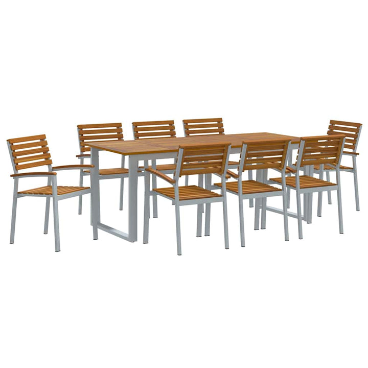 Trädgårdsmöbelset 9 Pcs Grå Massivt Akaciaträ