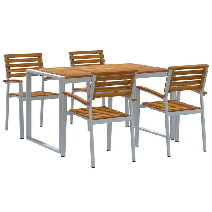 Trädgårdsmöbelset 5 Pcs Grå Massivt Akaciaträ