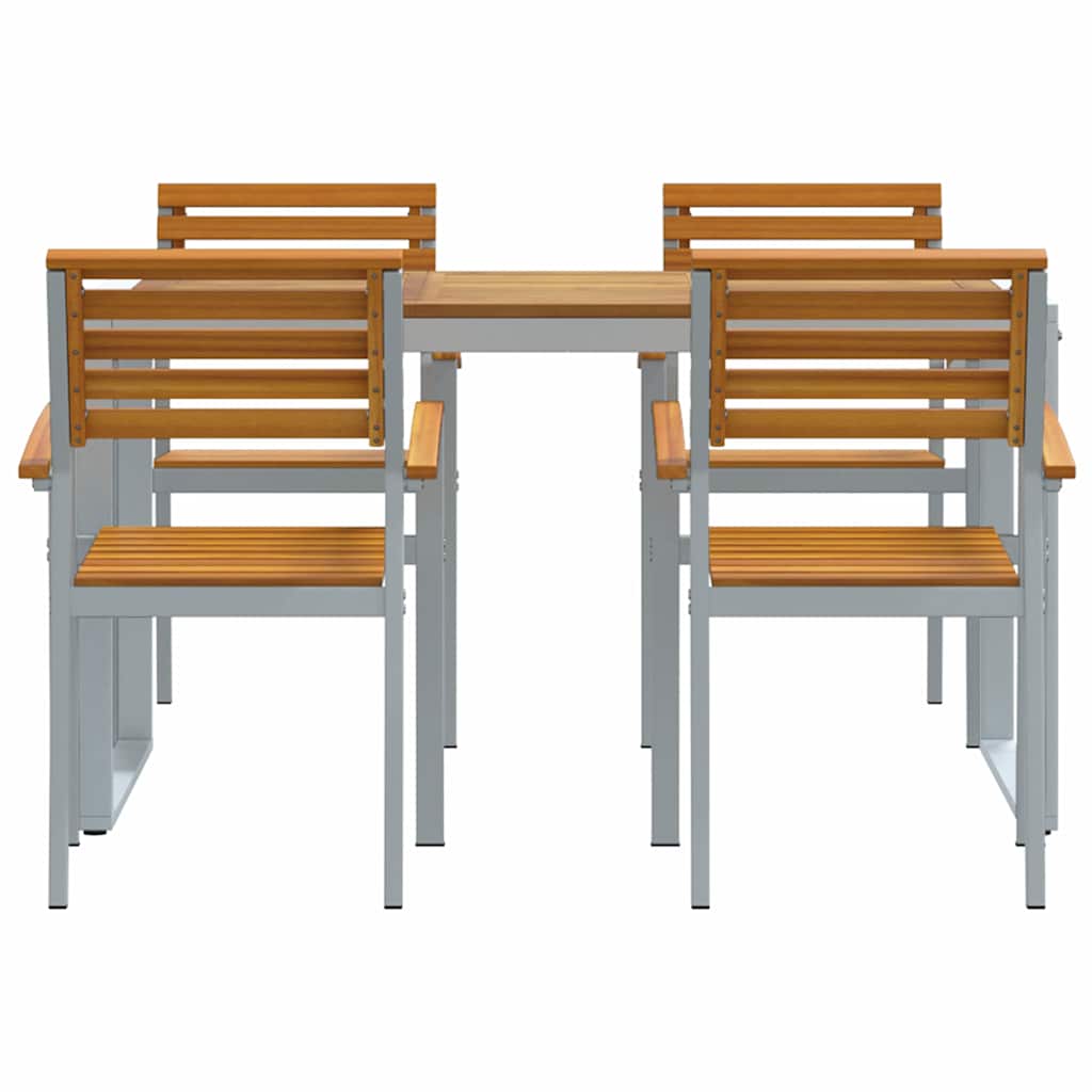 Trädgårdsmöbelset 5 Pcs Grå Massivt Akaciaträ