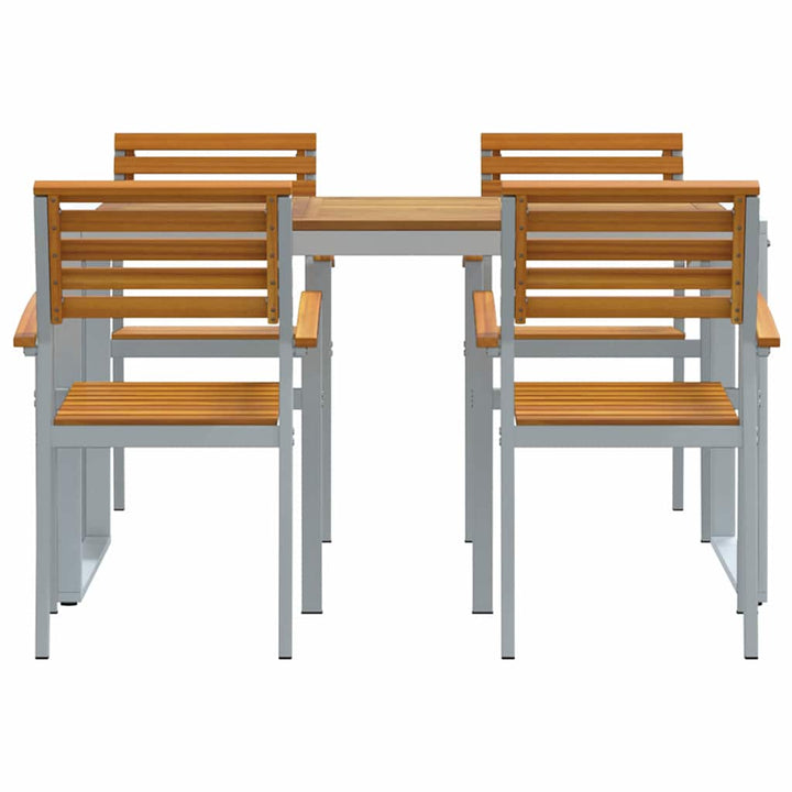 Trädgårdsmöbelset 5 Pcs Grå Massivt Akaciaträ