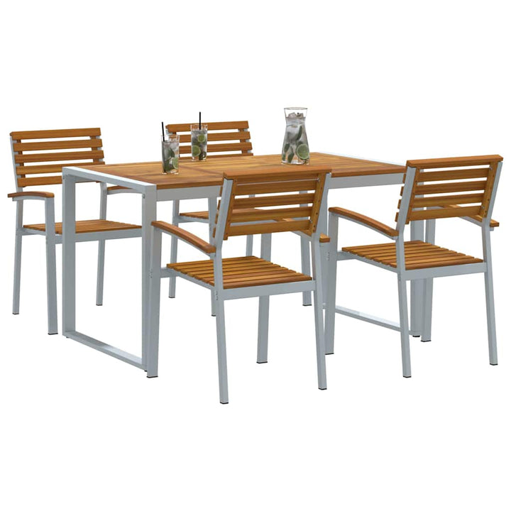 Trädgårdsmöbelset 5 Pcs Grå Massivt Akaciaträ