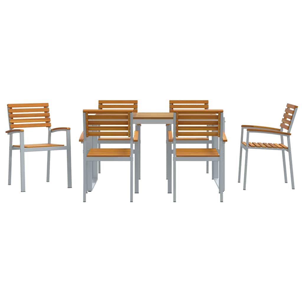 Trädgårdsmöbelset 7 Pcs Grå Massivt Akaciaträ