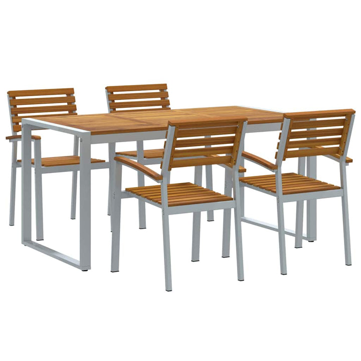Trädgårdsmöbelset 5 Pcs Grå Massivt Akaciaträ
