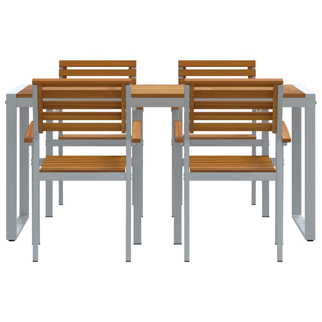 Trädgårdsmöbelset 5 Pcs Grå Massivt Akaciaträ