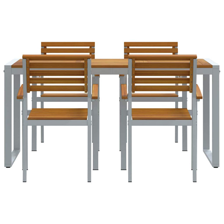 Trädgårdsmöbelset 5 Pcs Grå Massivt Akaciaträ