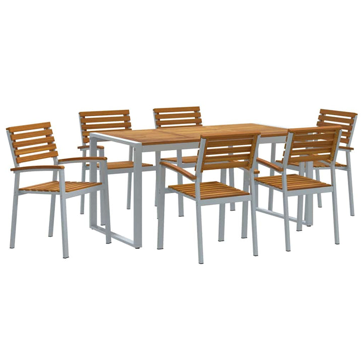 Trädgårdsmöbelset 7 Pcs Grå Massivt Akaciaträ