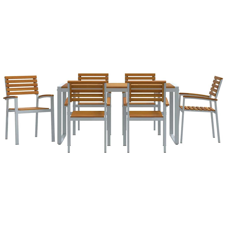 Trädgårdsmöbelset 7 Pcs Grå Massivt Akaciaträ