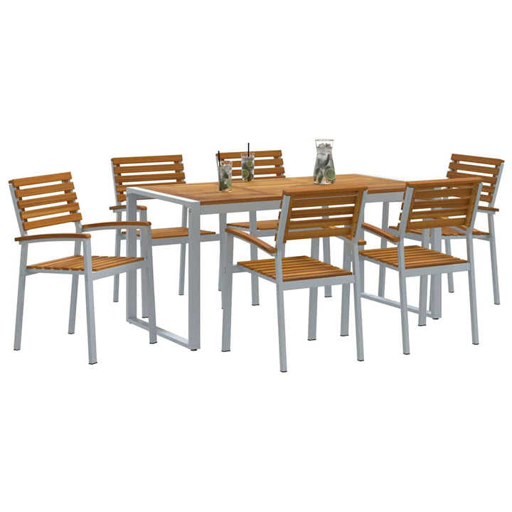 Trädgårdsmöbelset 7 Pcs Grå Massivt Akaciaträ