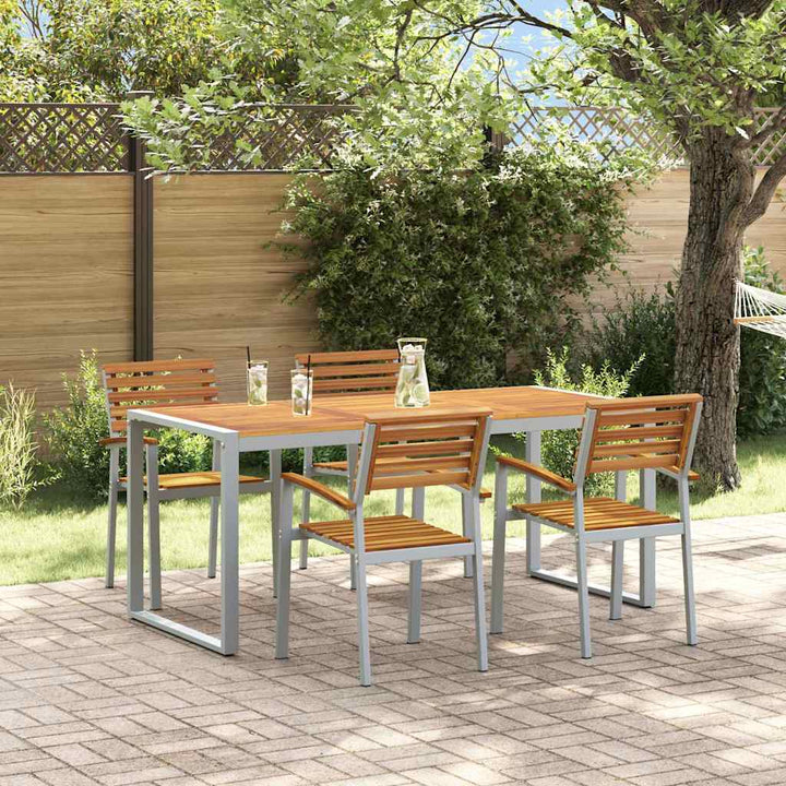 Trädgårdsmöbelset 5 Pcs Grå Massivt Akaciaträ