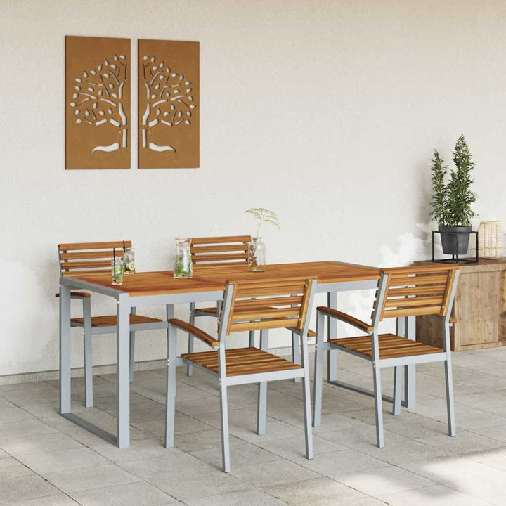 Trädgårdsmöbelset 5 Pcs Grå Massivt Akaciaträ