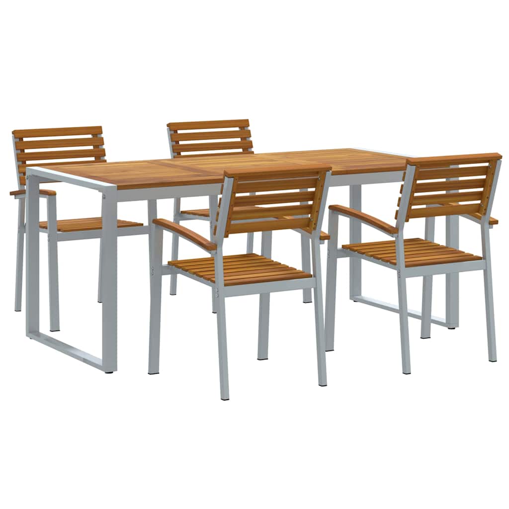 Trädgårdsmöbelset 5 Pcs Grå Massivt Akaciaträ