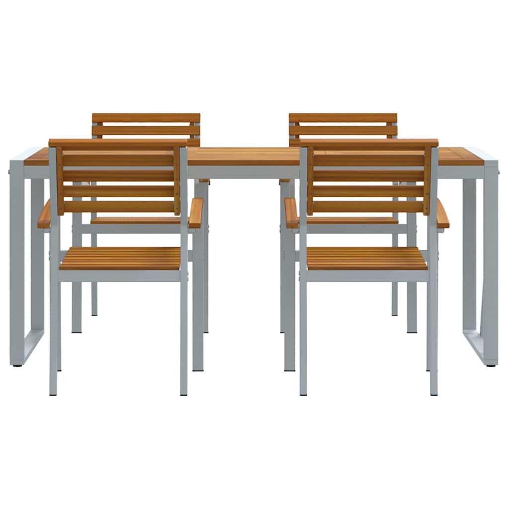 Trädgårdsmöbelset 5 Pcs Grå Massivt Akaciaträ