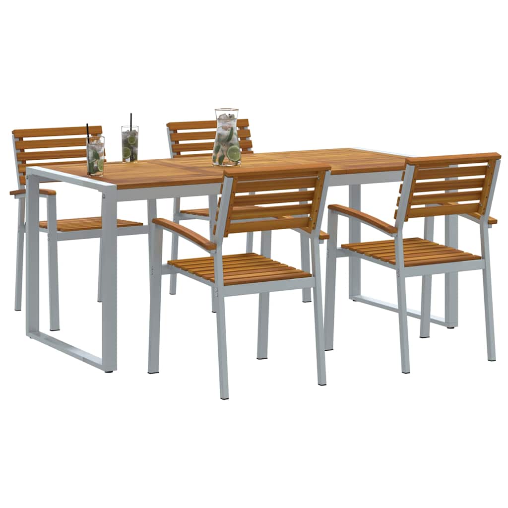 Trädgårdsmöbelset 5 Pcs Grå Massivt Akaciaträ
